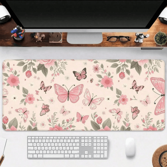 "Butterfly" Extended Gaming Mouse Pad - XL Desk Mat & Keyboard Protector with Stitched Edges