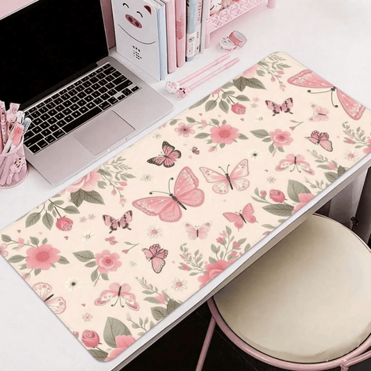 "Butterfly" Extended Gaming Mouse Pad - XL Desk Mat & Keyboard Protector with Stitched Edges
