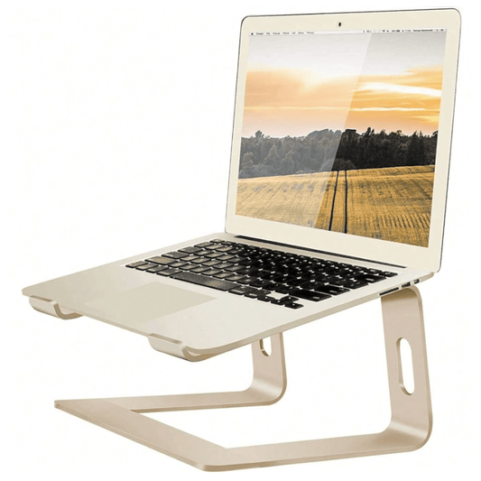 Premium Aluminum Laptop Stand Riser - Ergonomic Metal Notebook Holder (Gold Edition) - Fits 10-15.6" Devices