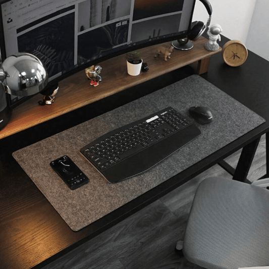 Premium Felt Desk Mat - Minimalist Wool Texture Mouse Pad with Non-Slip Backing (31.5" x 15.7")