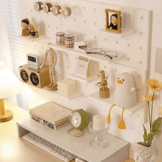 Mini Adhesive Wall Pegboard - Cute No-Drill Desk Organizer for Dorms & Light Decor